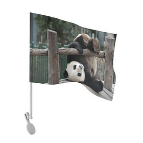 Флаг для автомобиля с принтом Паркур панда в Екатеринбурге, 100% полиэстер | Размер: 30*21 см | бамбук | животное | медведь