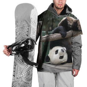 Накидка на куртку 3D с принтом Паркур панда в Екатеринбурге, 100% полиэстер |  | Тематика изображения на принте: бамбук | животное | медведь