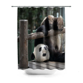 Штора 3D для ванной с принтом Паркур панда в Екатеринбурге, 100% полиэстер | плотность материала — 100 г/м2. Стандартный размер — 146 см х 180 см. По верхнему краю — пластиковые люверсы для креплений. В комплекте 10 пластиковых колец | бамбук | животное | медведь
