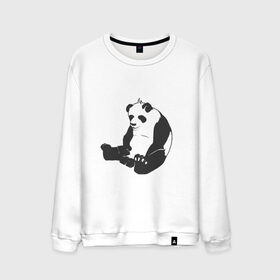 Мужской свитшот хлопок с принтом Задумчивый панда в Екатеринбурге, 100% хлопок |  | бамбук | животное | медведь