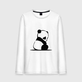 Мужской лонгслив хлопок с принтом Грустный панда в Екатеринбурге, 100% хлопок |  | бамбук | животное | медведь