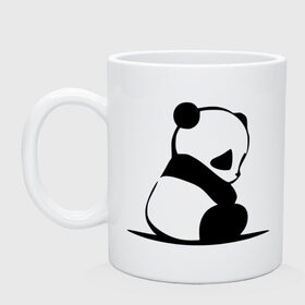 Кружка с принтом Грустный панда в Екатеринбурге, керамика | объем — 330 мл, диаметр — 80 мм. Принт наносится на бока кружки, можно сделать два разных изображения | бамбук | животное | медведь