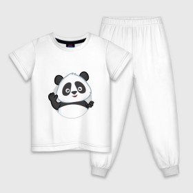 Детская пижама хлопок с принтом Привет, я панда в Екатеринбурге, 100% хлопок |  брюки и футболка прямого кроя, без карманов, на брюках мягкая резинка на поясе и по низу штанин
 | Тематика изображения на принте: бамбук | животное | медведь