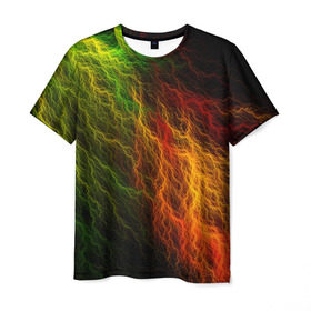 Мужская футболка 3D с принтом Цветные линии в Екатеринбурге, 100% полиэфир | прямой крой, круглый вырез горловины, длина до линии бедер | молния | пестрый | разноцветный