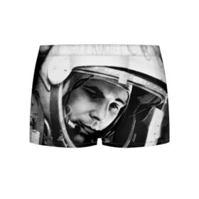 Мужские трусы 3D с принтом Юрий Гагарин в Екатеринбурге, 50% хлопок, 50% полиэстер | классическая посадка, на поясе мягкая тканевая резинка | первый космонавт