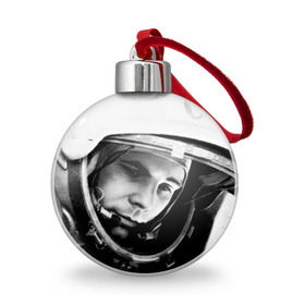 Ёлочный шар с принтом Юрий Гагарин в Екатеринбурге, Пластик | Диаметр: 77 мм | первый космонавт