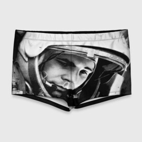 Мужские купальные плавки 3D с принтом Юрий Гагарин в Екатеринбурге, Полиэстер 85%, Спандекс 15% |  | первый космонавт