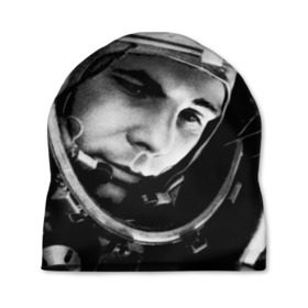 Шапка 3D с принтом Юрий Гагарин в Екатеринбурге, 100% полиэстер | универсальный размер, печать по всей поверхности изделия | первый космонавт