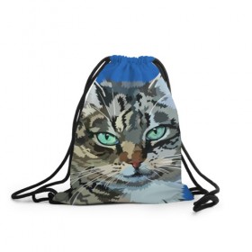 Рюкзак-мешок 3D с принтом Котэ в Екатеринбурге, 100% полиэстер | плотность ткани — 200 г/м2, размер — 35 х 45 см; лямки — толстые шнурки, застежка на шнуровке, без карманов и подкладки | cat | взгляд | глаза | животные | киска | кот | котёнок | кошка