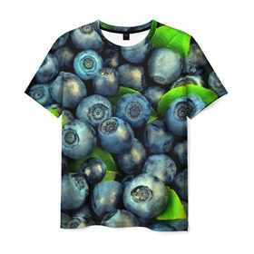 Мужская футболка 3D с принтом Голубика в Екатеринбурге, 100% полиэфир | прямой крой, круглый вырез горловины, длина до линии бедер | blueberry | голубика | черника | ягоды