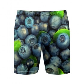 Мужские шорты 3D спортивные с принтом Голубика в Екатеринбурге,  |  | blueberry | голубика | черника | ягоды