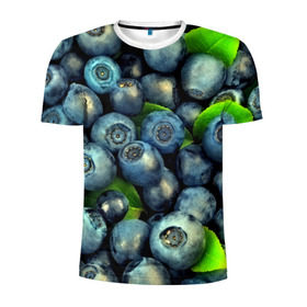 Мужская футболка 3D спортивная с принтом Голубика в Екатеринбурге, 100% полиэстер с улучшенными характеристиками | приталенный силуэт, круглая горловина, широкие плечи, сужается к линии бедра | blueberry | голубика | черника | ягоды