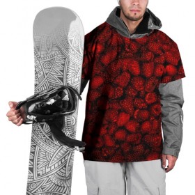 Накидка на куртку 3D с принтом Малинки в Екатеринбурге, 100% полиэстер |  | Тематика изображения на принте: малиновый | паттерн | темный | ягоды