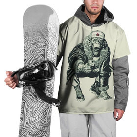 Накидка на куртку 3D с принтом Обезьяна с пистолетом в Екатеринбурге, 100% полиэстер |  | Тематика изображения на принте: звезда | пистолет | шапка | шимпанзе