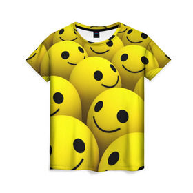 Женская футболка 3D с принтом Счастливые смайлики в Екатеринбурге, 100% полиэфир ( синтетическое хлопкоподобное полотно) | прямой крой, круглый вырез горловины, длина до линии бедер | no problems | smile | без проблем | весёлый | довольный | оптимизм | позитив | позитивный | радость | смайлики | смех | счастливый | счастье | улыбаться | улыбка | хорошее настроение