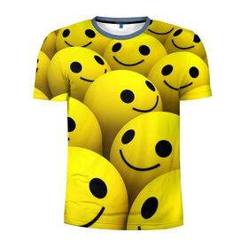 Мужская футболка 3D спортивная с принтом Счастливые смайлики в Екатеринбурге, 100% полиэстер с улучшенными характеристиками | приталенный силуэт, круглая горловина, широкие плечи, сужается к линии бедра | no problems | smile | без проблем | весёлый | довольный | оптимизм | позитив | позитивный | радость | смайлики | смех | счастливый | счастье | улыбаться | улыбка | хорошее настроение