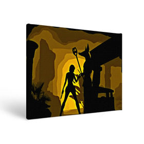 Холст прямоугольный с принтом Tomb Raider в Екатеринбурге, 100% ПВХ |  | Тематика изображения на принте: желтый | лара крофт | черный