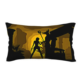 Подушка 3D антистресс с принтом Tomb Raider в Екатеринбурге, наволочка — 100% полиэстер, наполнитель — вспененный полистирол | состоит из подушки и наволочки на молнии | Тематика изображения на принте: желтый | лара крофт | черный