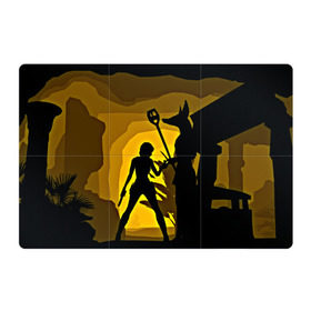 Магнитный плакат 3Х2 с принтом Tomb Raider в Екатеринбурге, Полимерный материал с магнитным слоем | 6 деталей размером 9*9 см | Тематика изображения на принте: желтый | лара крофт | черный