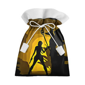 Подарочный 3D мешок с принтом Tomb Raider в Екатеринбурге, 100% полиэстер | Размер: 29*39 см | Тематика изображения на принте: желтый | лара крофт | черный