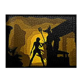 Обложка для студенческого билета с принтом Tomb Raider в Екатеринбурге, натуральная кожа | Размер: 11*8 см; Печать на всей внешней стороне | Тематика изображения на принте: желтый | лара крофт | черный