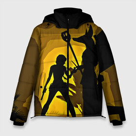 Мужская зимняя куртка 3D с принтом Tomb Raider в Екатеринбурге, верх — 100% полиэстер; подкладка — 100% полиэстер; утеплитель — 100% полиэстер | длина ниже бедра, свободный силуэт Оверсайз. Есть воротник-стойка, отстегивающийся капюшон и ветрозащитная планка. 

Боковые карманы с листочкой на кнопках и внутренний карман на молнии. | желтый | лара крофт | черный