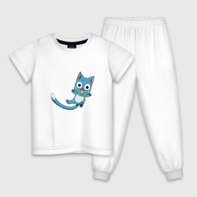 Детская пижама хлопок с принтом Хэппи в Екатеринбурге, 100% хлопок |  брюки и футболка прямого кроя, без карманов, на брюках мягкая резинка на поясе и по низу штанин
 | fairy tail | happy | хвост феи | хэппи