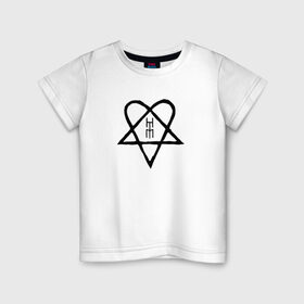 Детская футболка хлопок с принтом HIM. Heartagram (черная) в Екатеринбурге, 100% хлопок | круглый вырез горловины, полуприлегающий силуэт, длина до линии бедер | heartgram | him | love metal | ville valo | вилле вало | хим