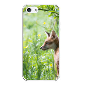 Чехол для iPhone 5/5S матовый с принтом Лисенок в Екатеринбурге, Силикон | Область печати: задняя сторона чехла, без боковых панелей | fox | животное | зверь | красивая | лес | лис | лиса | лисенок | лисица | лисичка | природа | рыжая | рыжий цвет | хвост | хитрая | хищник