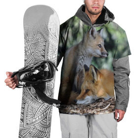 Накидка на куртку 3D с принтом Лиса и лесенок в Екатеринбурге, 100% полиэстер |  | fox | животное | зверь | красивая | лес | лис | лиса | лисенок | лисица | лисичка | мех | патрикеевна | песец | плутовка | прикольная | природа | рыжая | рыжий цвет | сказка | хвост | хитрая | хищник