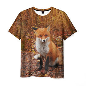 Мужская футболка 3D с принтом Лиса в Екатеринбурге, 100% полиэфир | прямой крой, круглый вырез горловины, длина до линии бедер | Тематика изображения на принте: fox | животное | зверь | красивая | лес | лис | лиса | лисенок | лисица | лисичка | мех | патрикеевна | песец | плутовка | прикольная | природа | рыжая | рыжий цвет | сказка | хвост | хитрая | хищник