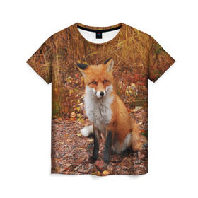 Женская футболка 3D с принтом Лиса в Екатеринбурге, 100% полиэфир ( синтетическое хлопкоподобное полотно) | прямой крой, круглый вырез горловины, длина до линии бедер | fox | животное | зверь | красивая | лес | лис | лиса | лисенок | лисица | лисичка | мех | патрикеевна | песец | плутовка | прикольная | природа | рыжая | рыжий цвет | сказка | хвост | хитрая | хищник