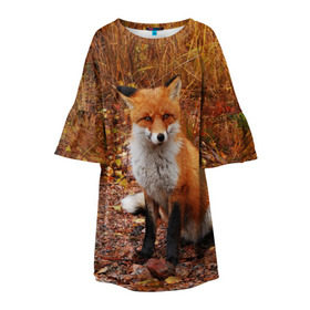 Детское платье 3D с принтом Лиса в Екатеринбурге, 100% полиэстер | прямой силуэт, чуть расширенный к низу. Круглая горловина, на рукавах — воланы | Тематика изображения на принте: fox | животное | зверь | красивая | лес | лис | лиса | лисенок | лисица | лисичка | мех | патрикеевна | песец | плутовка | прикольная | природа | рыжая | рыжий цвет | сказка | хвост | хитрая | хищник