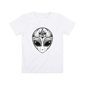Детская футболка хлопок с принтом Инопланетянин в Екатеринбурге, 100% хлопок | круглый вырез горловины, полуприлегающий силуэт, длина до линии бедер | 