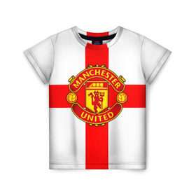 Детская футболка 3D с принтом Manchester united в Екатеринбурге, 100% гипоаллергенный полиэфир | прямой крой, круглый вырез горловины, длина до линии бедер, чуть спущенное плечо, ткань немного тянется | 3д | fc | manchester united | mu | англия | британия | игра | канониры | красные дьяволы | лондон | манчестер | мю | флаг | флаг британии | футбол | эмблема