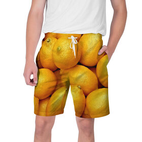 Мужские шорты 3D с принтом Лимончики в Екатеринбурге,  полиэстер 100% | прямой крой, два кармана без застежек по бокам. Мягкая трикотажная резинка на поясе, внутри которой широкие завязки. Длина чуть выше колен | Тематика изображения на принте: 3d | витамин | еда | желтый | лето | лимон | много | пища | прикольные | сочные | фрукты | цитрус | яркие