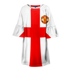 Детское платье 3D с принтом Manchester united в Екатеринбурге, 100% полиэстер | прямой силуэт, чуть расширенный к низу. Круглая горловина, на рукавах — воланы | Тематика изображения на принте: 3d | 3д | fc | manchester united | mu | англия | британия | игра | канониры | красные дьяволы | лондон | манчестер | мю | флаг | флаг британии | футбол | эмблема