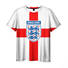 Мужская футболка 3D с принтом Сборная Англии в Екатеринбурге, 100% полиэфир | прямой крой, круглый вырез горловины, длина до линии бедер | англия | игра | лондон | сборная | футбол