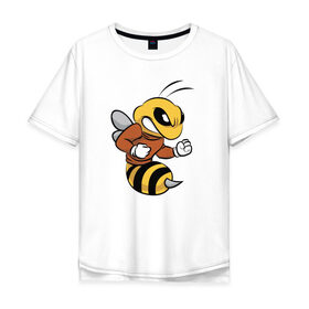 Мужская футболка хлопок Oversize с принтом Пчела в Екатеринбурге, 100% хлопок | свободный крой, круглый ворот, “спинка” длиннее передней части | арт | животные | злость | насекомые | прикольные | пчела