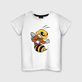 Детская футболка хлопок с принтом Пчела в Екатеринбурге, 100% хлопок | круглый вырез горловины, полуприлегающий силуэт, длина до линии бедер | Тематика изображения на принте: арт | животные | злость | насекомые | прикольные | пчела
