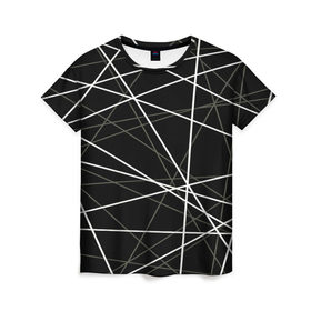 Женская футболка 3D с принтом geometry texture в Екатеринбурге, 100% полиэфир ( синтетическое хлопкоподобное полотно) | прямой крой, круглый вырез горловины, длина до линии бедер | геометрия | грани | изгиб | линии | полигоны | полосы | текстура