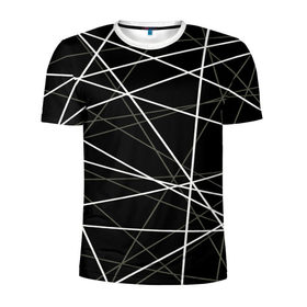 Мужская футболка 3D спортивная с принтом geometry texture в Екатеринбурге, 100% полиэстер с улучшенными характеристиками | приталенный силуэт, круглая горловина, широкие плечи, сужается к линии бедра | геометрия | грани | изгиб | линии | полигоны | полосы | текстура