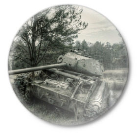 Значок с принтом Тигр в Екатеринбурге,  металл | круглая форма, металлическая застежка в виде булавки |   | немецкий | русские | танки