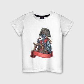 Детская футболка хлопок с принтом Пират в Екатеринбурге, 100% хлопок | круглый вырез горловины, полуприлегающий силуэт, длина до линии бедер | воробей | джек | пират | скелет | череп
