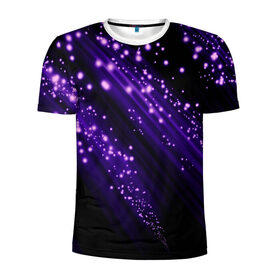 Мужская футболка 3D спортивная с принтом Twinkle в Екатеринбурге, 100% полиэстер с улучшенными характеристиками | приталенный силуэт, круглая горловина, широкие плечи, сужается к линии бедра | 3d | абстракция | блеск | линии | лучи | огоньки | полосы | прикольные | пятна | свет | темный | фиолетовый | яркие