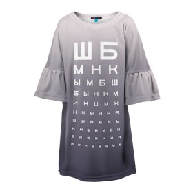 Детское платье 3D с принтом Проверка зрения в Екатеринбурге, 100% полиэстер | прямой силуэт, чуть расширенный к низу. Круглая горловина, на рукавах — воланы | fashion | moda | trend | мода | офтальмолог | сивцев | таблица | таблица для проверки зрения | таблица окулиста | таблица с буквами | таблица сивцева