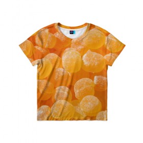 Детская футболка 3D с принтом Апельсиновый мармелад в Екатеринбурге, 100% гипоаллергенный полиэфир | прямой крой, круглый вырез горловины, длина до линии бедер, чуть спущенное плечо, ткань немного тянется | 
