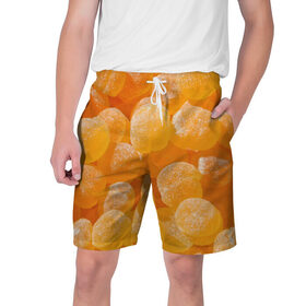 Мужские шорты 3D с принтом Апельсиновый мармелад в Екатеринбурге,  полиэстер 100% | прямой крой, два кармана без застежек по бокам. Мягкая трикотажная резинка на поясе, внутри которой широкие завязки. Длина чуть выше колен | 