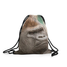 Рюкзак-мешок 3D с принтом Обезьяна в Екатеринбурге, 100% полиэстер | плотность ткани — 200 г/м2, размер — 35 х 45 см; лямки — толстые шнурки, застежка на шнуровке, без карманов и подкладки | Тематика изображения на принте: горилла | животное | обезьяна | примат
