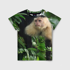 Детская футболка 3D с принтом Обезьянка в джунглях в Екатеринбурге, 100% гипоаллергенный полиэфир | прямой крой, круглый вырез горловины, длина до линии бедер, чуть спущенное плечо, ткань немного тянется | бабуин | гамадрил | гиббон | горилла | гуманоид | дарвин | животное | зоопарк | кинг конг | мартышка | маугли | обезьяна | орангутанг | предок | примат | рожа | хомо сапиенс | шимпанзе